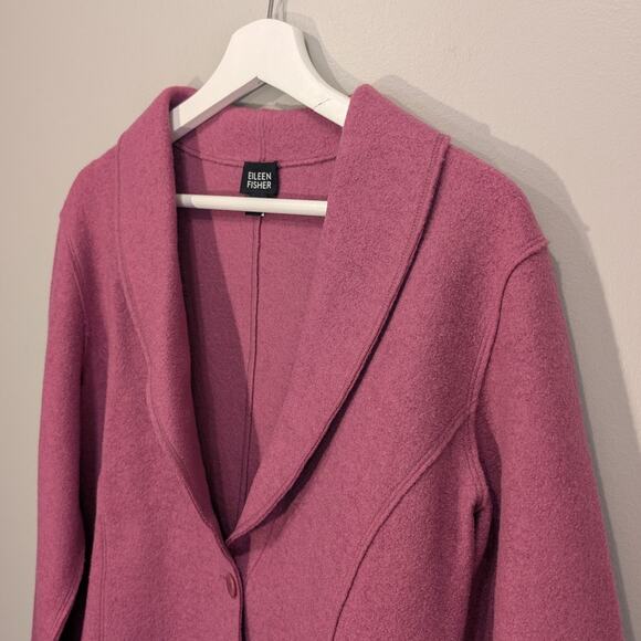 Eileen Fisher Boiled Wool Jacket Blazer Pink Romantic Scandigirl Layer - Size M - Picture 3 of 7
